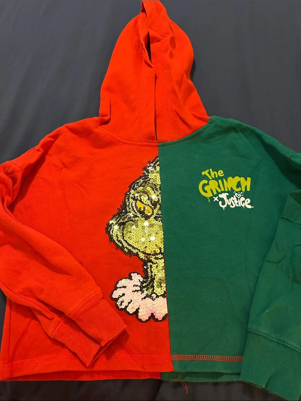 Justice Kids Matching Set The Grinch Red & Green Hoodie and Pants